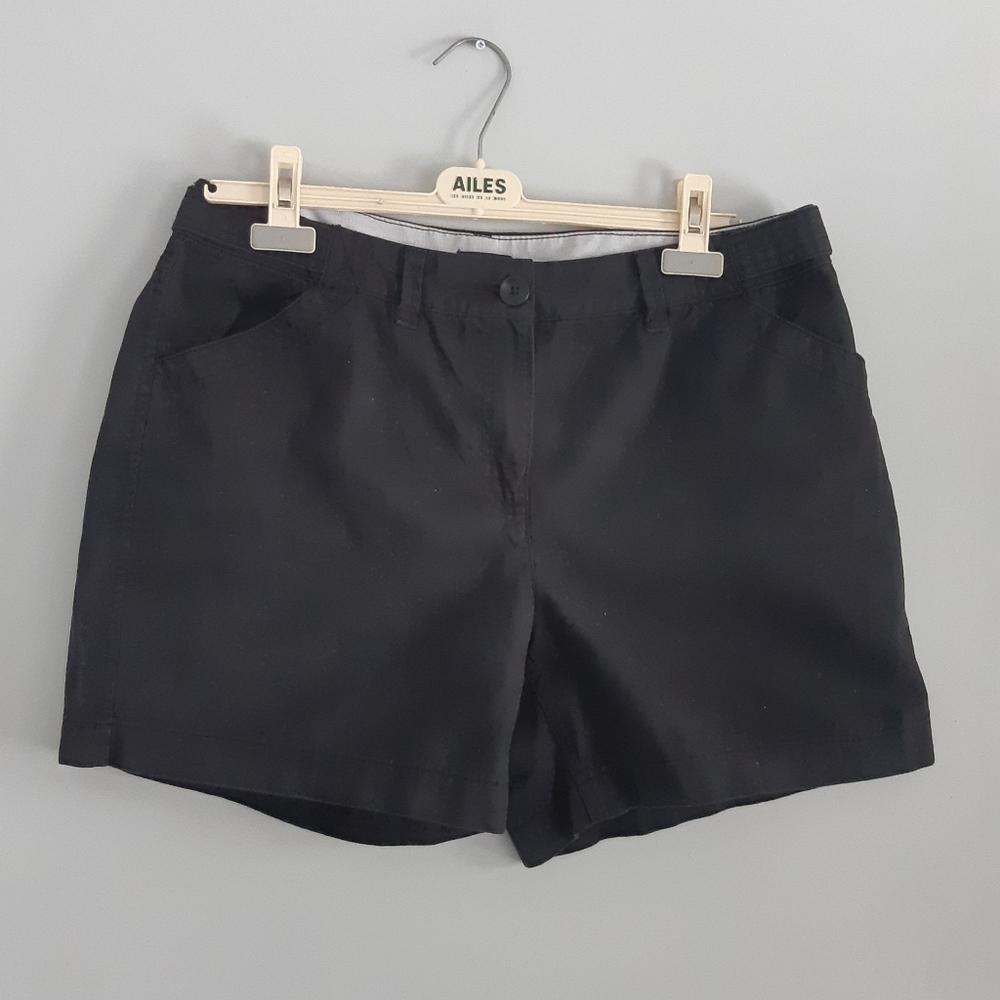 🍉 Reitmans women's short size 15 GUC black 100% cotton breathable no stretch